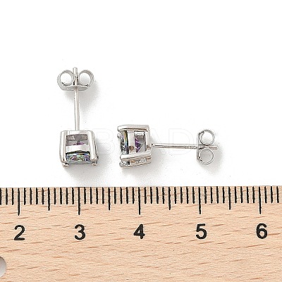 925 Sterling Silver Moissanite Rhinestone Stud Earrings EJEW-U042-04P-1