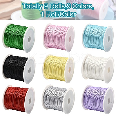 9 Rolls 9 Colors Nylon Braided Cord NWIR-YW0001-16-1
