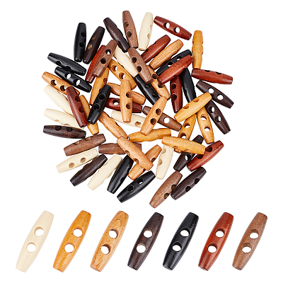 70pcs 7 colors Natural Wood Buttons FIND-NB0005-03C-1
