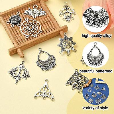 24Pcs 12 Style Tibetan Style Chandelier Component Links TIBEP-YW0001-73-1