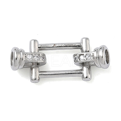 Rectangle Brass Micro Pave Clear Cubic Zirconia Fold Over Clasps KK-Z143-19P-1