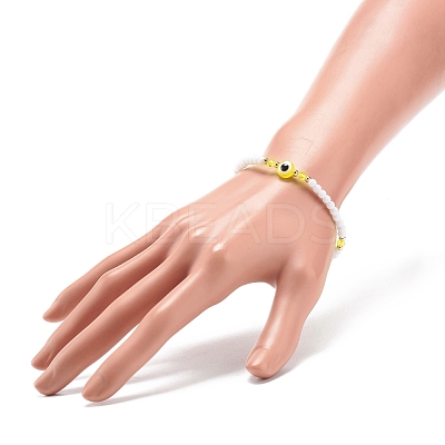 Resin Evil Eye & Acrylic Beaded Stretch Bracelet for Women BJEW-JB08609-02-1