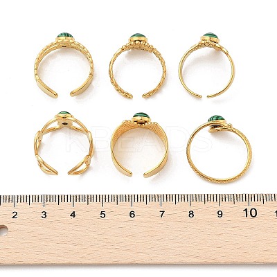 Natural Malachite Finger Rings RJEW-K290-01G-1