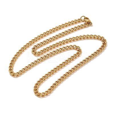 Ion Plating(IP) 304 Stainless Steel Cuban Link Chain Necklaces NJEW-L173-024G-02-1