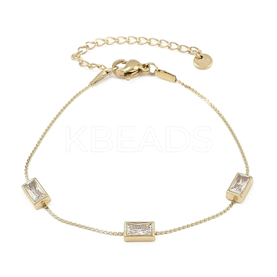 304 Stainless Steel Micro Pave Cubic Zirconia Link Chian Bracelets for Women LS-BJEW-K291-04G-1