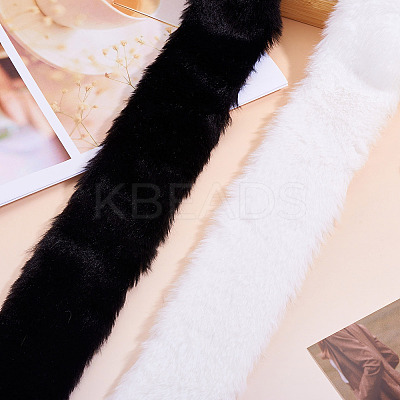 2 Rolls 2 Colors Polyester-cotton Rabbit Wool Fabrics DIY-TA0012-64-1