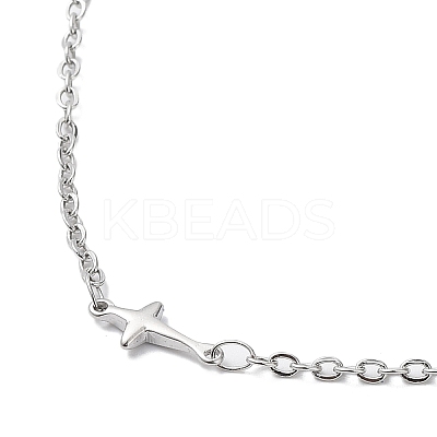 Non-Tarnish 304 Stainless Steel Cross Link Chain Necklace NJEW-K249-06P-1