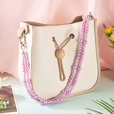 Round ABS Plastic Imitation Pearl Bead Bag Extender Chains HJEW-TAC0085-1