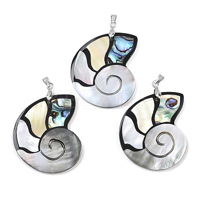 Natural Paua Shell & Black Lip Shell & Yellow Shell Pendants KK-C135-08B-1