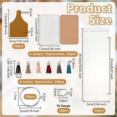 DIY PU Leather Label Tags Keychain Making Kits DIY-OC0014-34-1