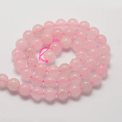 Natural Rose Quartz Bead Strands G-G735-46-8mm-1