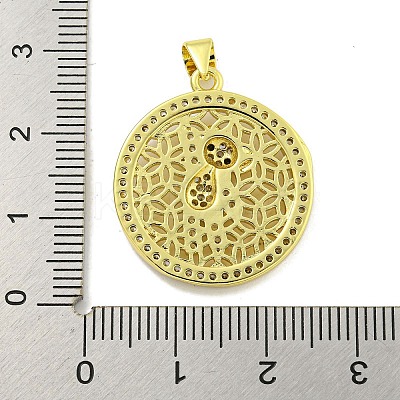 Rack Plating Brass Micro Pave Clear Cubic Zirconia Pendants KK-B091-47G-1