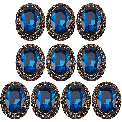 10Pcs 1-Hole Alloy Rhinestone Shank Buttons BUTT-GF0003-52B-1