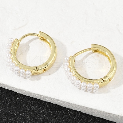 Brass ABS Imitation Pearl Hoop Earrings EJEW-M082-04G-1