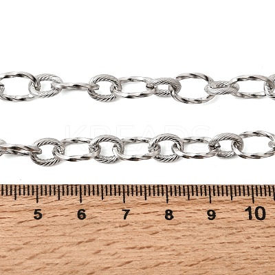 7MM 201 Stainless Steel Twisted Oval Link Chain Necklaces NJEW-K302-01P-1