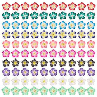 Handmade Polymer Clay 3D Flower Plumeria Beads CLAY-SC0001-02-1