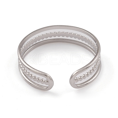 Non-Tarnish 304 Stainless Steel Triple Line Open Cuff Rings for Women RJEW-G285-73P-1