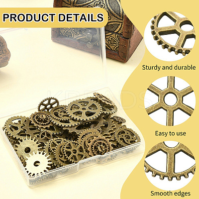 80Pcs 8 Styles Tibetan Style Alloy Steampunk Pendants FIND-YW0006-81-1
