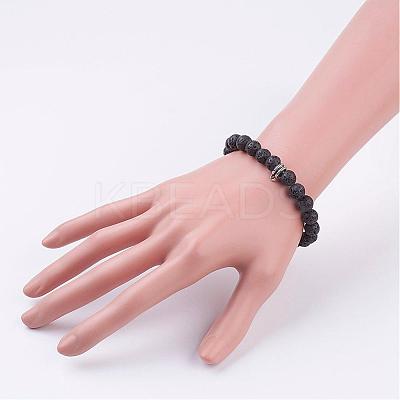 Lava Rock Stretch Bracelet BJEW-JB03139-1