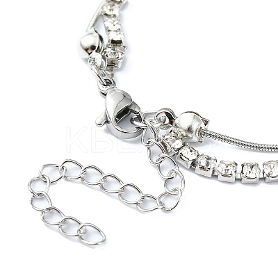 Star Alloy Pave Clear Cubic Zirconia Link Round Snake Chain Bracelets BJEW-S149-01P-1