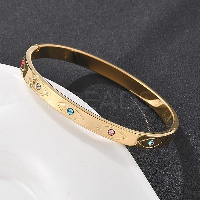 Eye 304 Stainless Steel Rhinestone Bangles for Women BJEW-Z092-09G-1