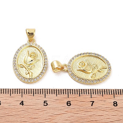 Rack Plating Brass Micro Pave Clear Cubic Zirconia Pendants KK-Z064-15G-1