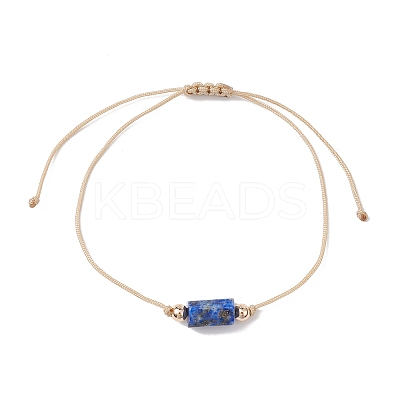 Natural Mixed Gemstone Column Braided Bead Bracelet BJEW-JB09762-1