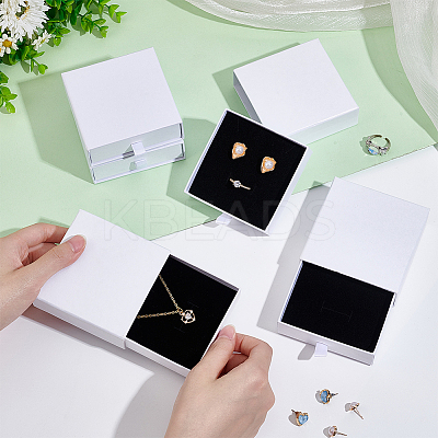Kraft Paper Necklace Earring Storage Gift Drawer Boxes CON-WH0095-87C-1