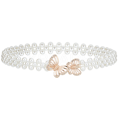 1Pc Acrylic Pearl Braided Stretch Chain Belts AJEW-CP0008-12A-1