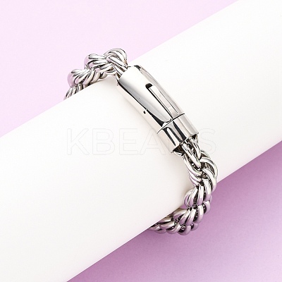 304 Stainless Steel Rope Chain Bracelets for Men Women BJEW-C124-03B-P-1