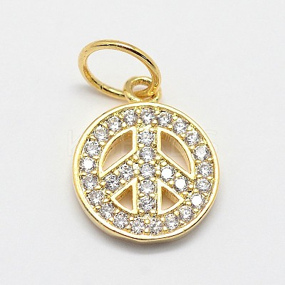 CZ Brass Micro Pave Cubic Zirconia Peace Sign Charms ZIRC-L018-05-1