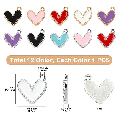 12Pcs 12 Colors Rack Plating Alloy Enamel Charms ENAM-YW0004-94B-1