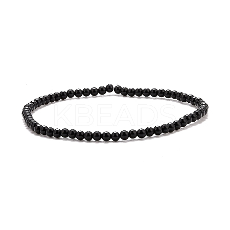 Mini Natural Black Onyx Beaded Stretch Bracelets BJEW-JB07669-01-1