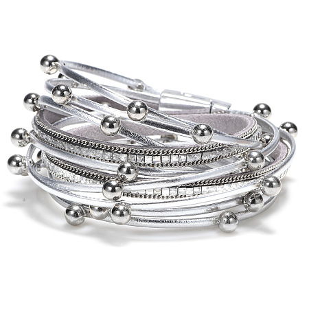 PU Leather Multi-strand Bracelets BJEW-L616-15B-1