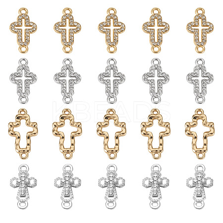 20Pcs 4 Styles Alloy Crystal Rhinestone Connector Charms FIND-TA0008-74-1