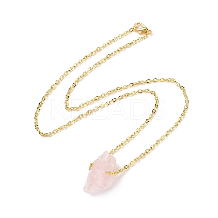 Natural Rose Quartz Irregular Nugget Pendant Necklace LS-G-E155-03G-02-1