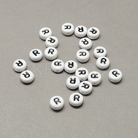 White and Black Acrylic Horizontal Hole Letter Beads SACR-Q101-01R-1