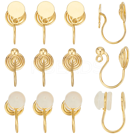 30Pcs 3 Style Brass Clip-on Earring Findings KK-BBC0011-06-1
