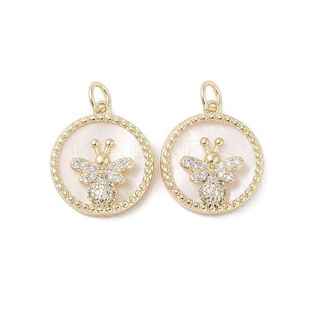 Brass Pendants Pave Shell KK-L208-73G-1