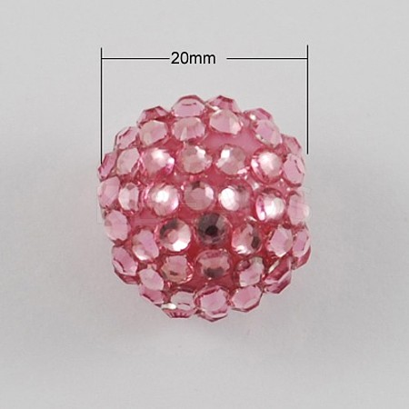 Chunky Round Resin Rhinestone Bubblegum Ball Beads X-RESI-S260-20mm-S17-1