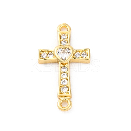 Brass Micro Pave Cubic Zirconia Connector Charms KK-S510-16G-1