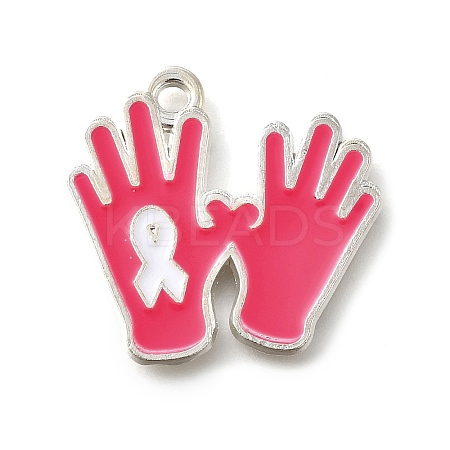 Breast Cancer Pink Awareness Ribbon Theme Alloy Enamel Pendants LS-ENAM-C026-01E-S-1