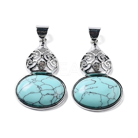 Synthetic Turquoise Oval Pendants G-A093-02P-03-1