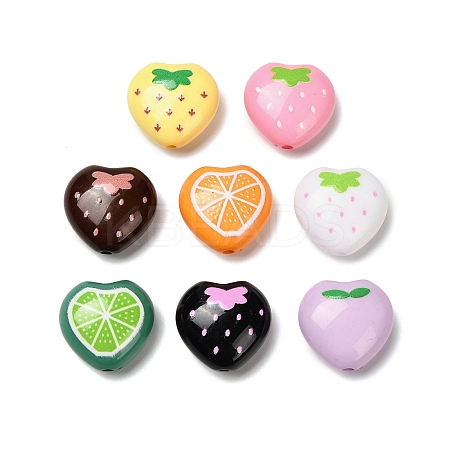 Printed Opaque Acrylic Beads MACR-F084-09-1