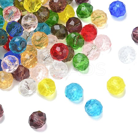 Faceted Rondelle Transparent Glass Beads GLAA-R152-10mm-M1-1