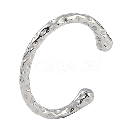 Non-Tarnish 304 Stainless Steel Open Cuff Textured Bangles for Women LS-BJEW-G706-02P-1