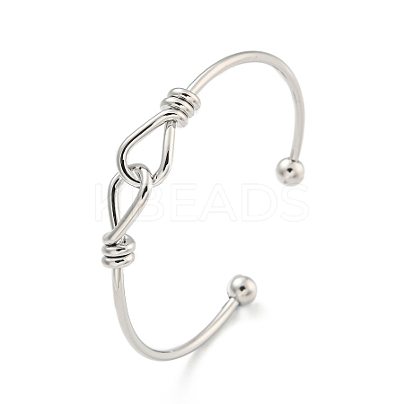 Cross Knot Brass Open Cuff Bangles for Women BJEW-G704-01P-1