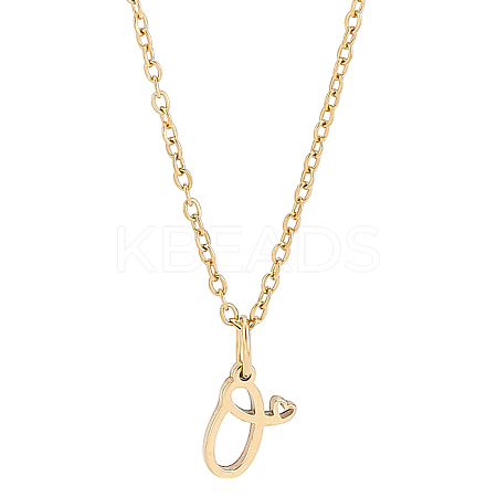 1pc 304 Stainless Steel Letter Pendant Necklaces NJEW-LP0001-39O-G-1