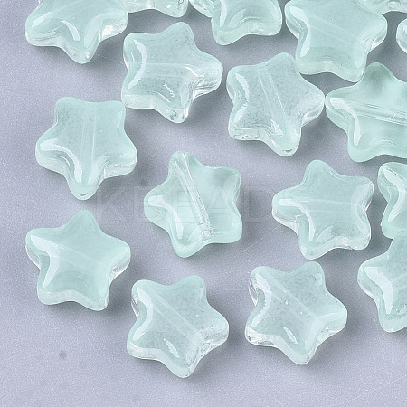 Transparent Spray Painted Glass Beads GLAA-N035-01-A05-1