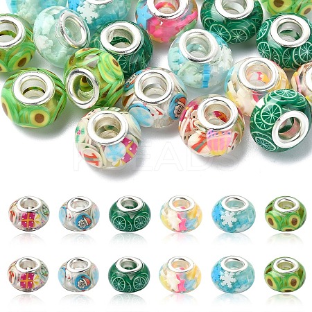 20Pcs 5 Colors Transparent Resin European Rondelle Beads RPDL-YW0001-13C-1